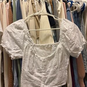 White Eyelet Puff Sleeve Top